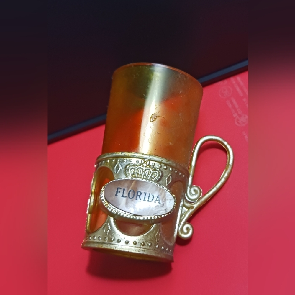 Gold and Orange Colors Florida Souvenir Miniature Mug